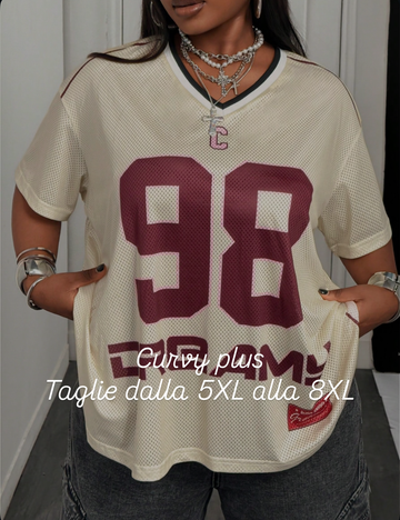 Maglietta da baseball con stampa numerica, stile vintage da strada, abbigliamento sportivo estivo, per taglia curvy plus-size, per donne